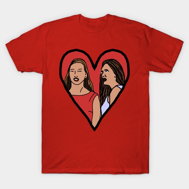 Female Couple Valentine Heart Distracted Boyfriend Meme Valentines Day T-Shirt by ellenhenryart